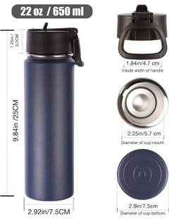 Reusable Water Flask with Straw - Blue