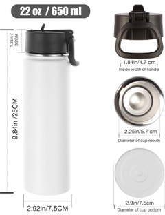Reusable Water Flask with Straw - White